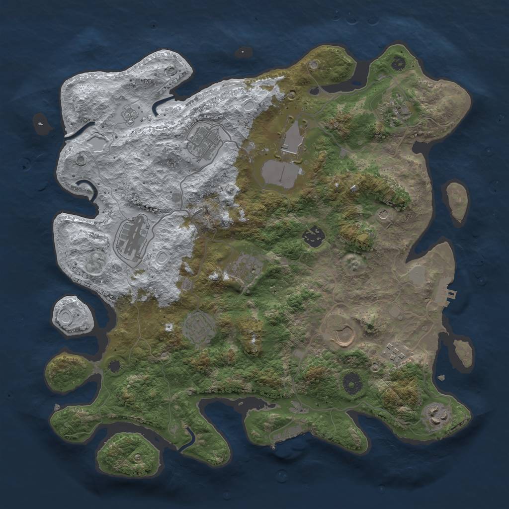 Rust Map: Procedural Map, Size: 3700, Seed: 349895414, 19 Monuments