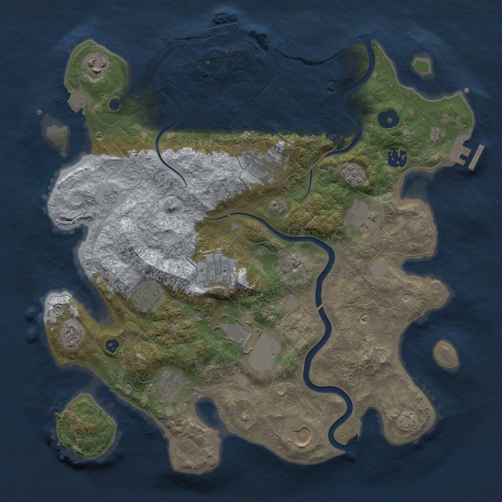 Rust Map: Procedural Map, Size: 3750, Seed: 489518950, 16 Monuments