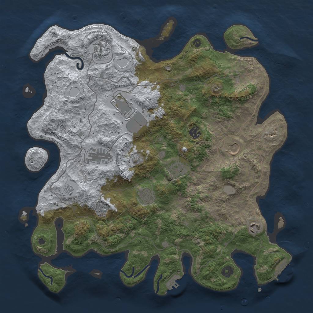 Rust Map: Procedural Map, Size: 4000, Seed: 63744, 18 Monuments