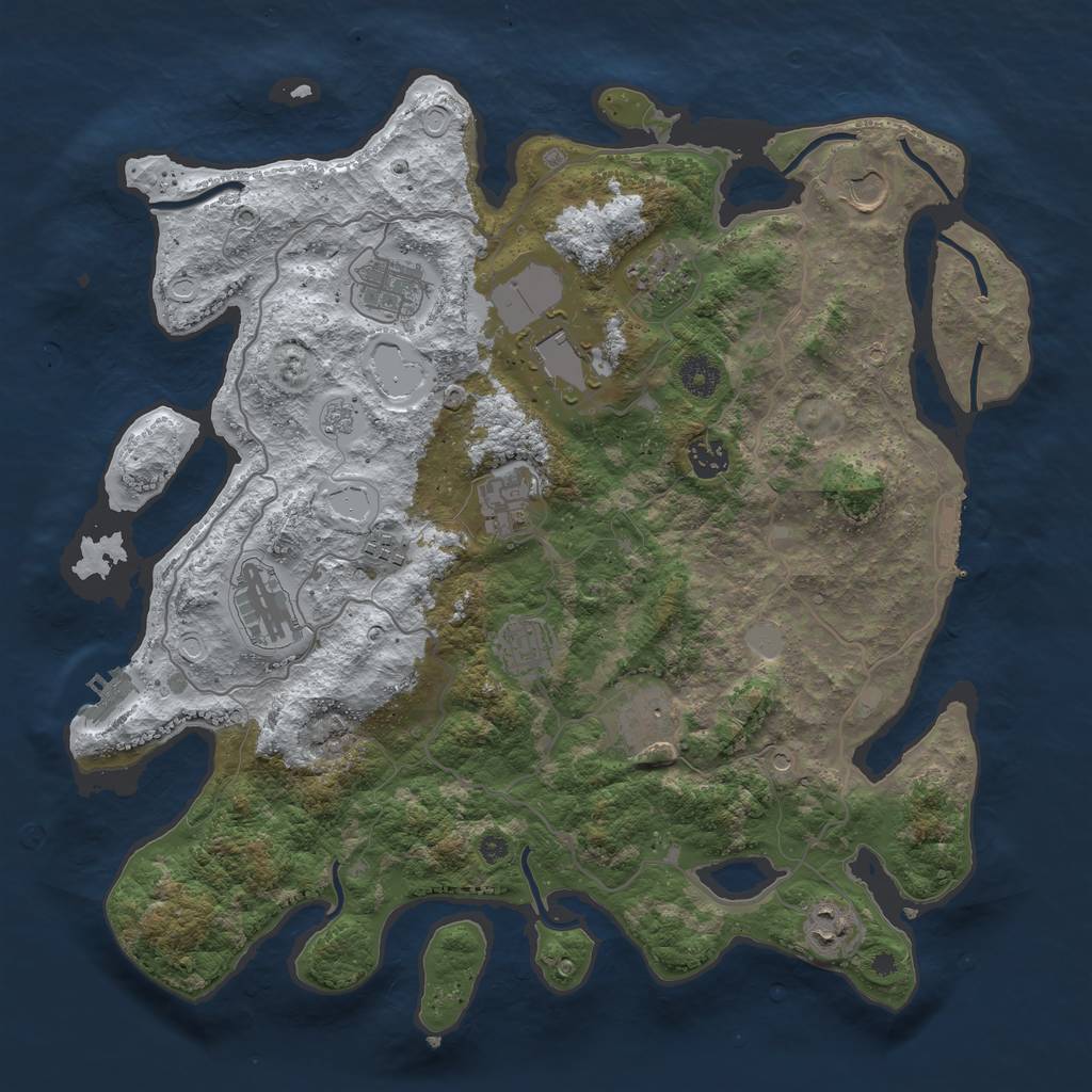 Rust Map: Procedural Map, Size: 4000, Seed: 1728603601, 20 Monuments