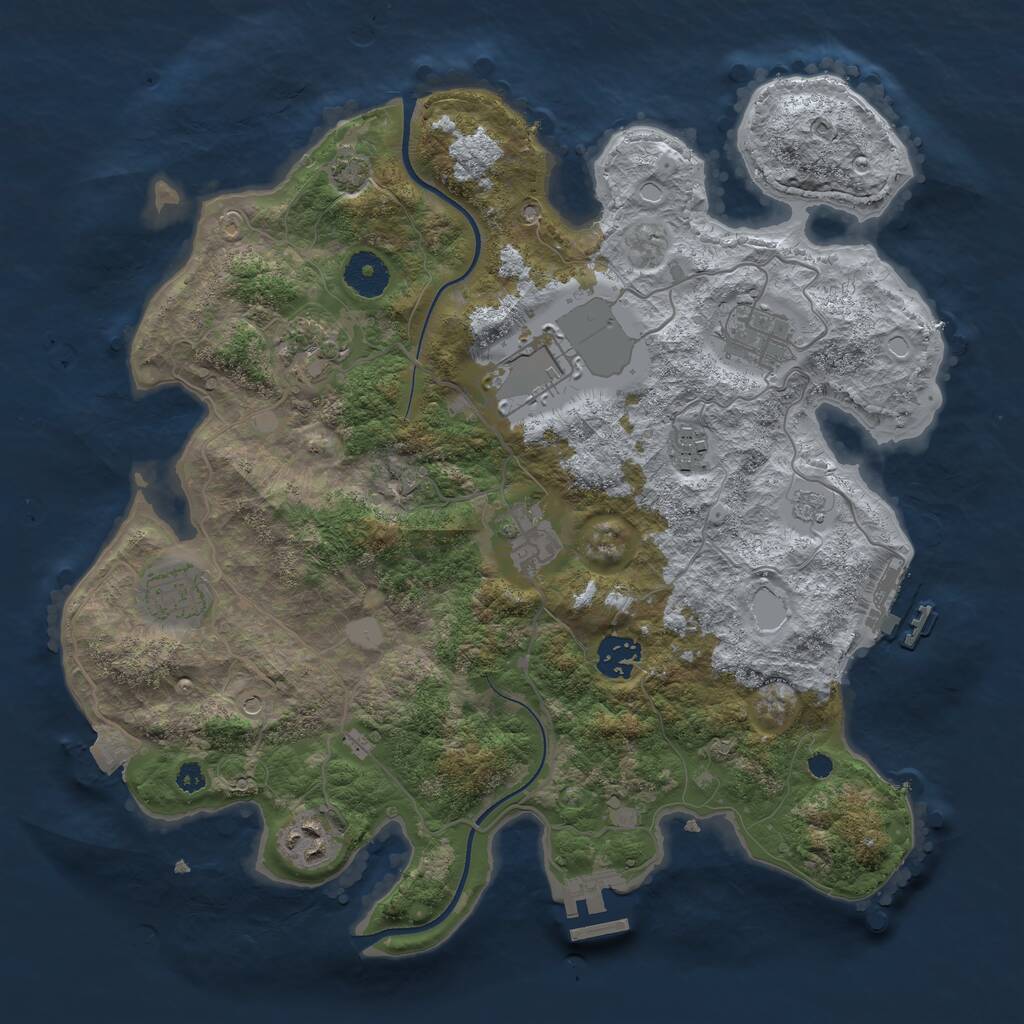 Rust Map: Procedural Map, Size: 3500, Seed: 1878394955, 14 Monuments