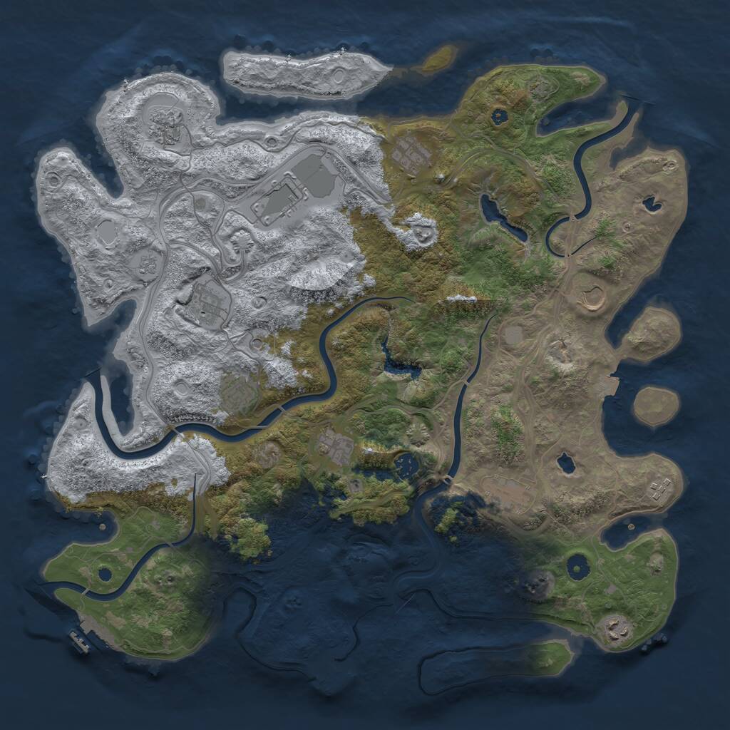 Rust Map: Procedural Map, Size: 4500, Seed: 5364629, 17 Monuments