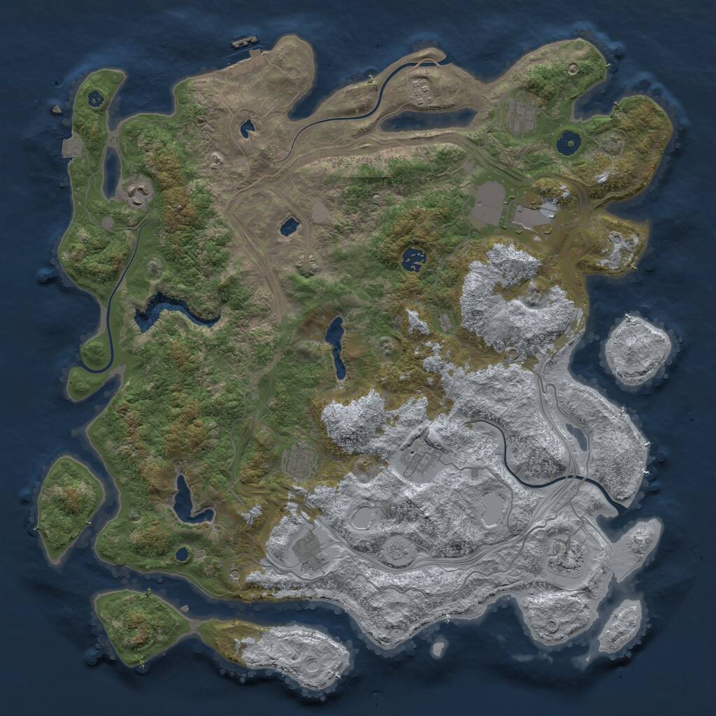 Rust Map: Procedural Map, Size: 4500, Seed: 1160834866, 14 Monuments