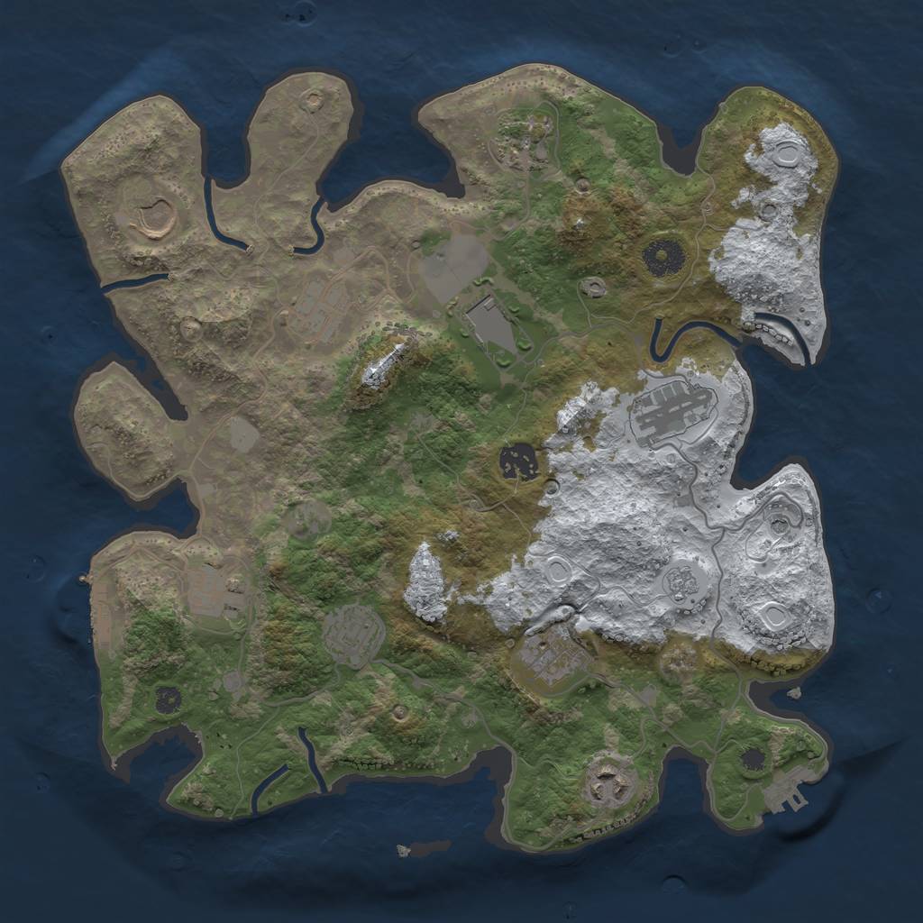 Rust Map: Procedural Map, Size: 3500, Seed: 38618975, 19 Monuments