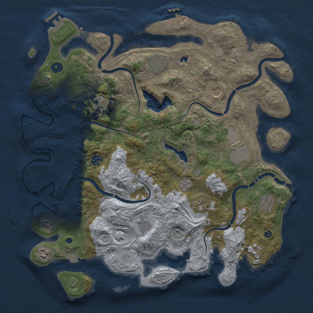 Rust Map: Procedural Map, Size: 4250, Seed: 557246, 16 Monuments