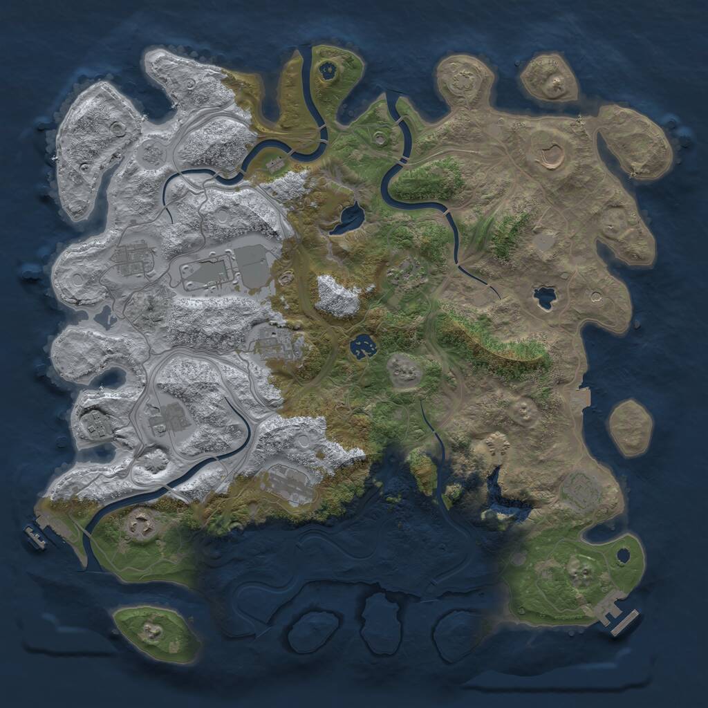 Rust Map: Procedural Map, Size: 4250, Seed: 608029, 17 Monuments