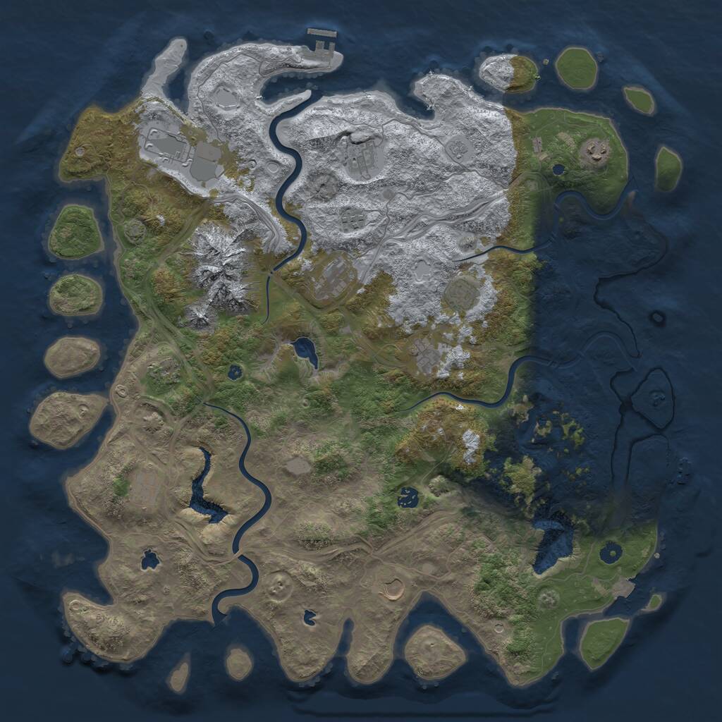 Rust Map: Procedural Map, Size: 5000, Seed: 255587556, 17 Monuments