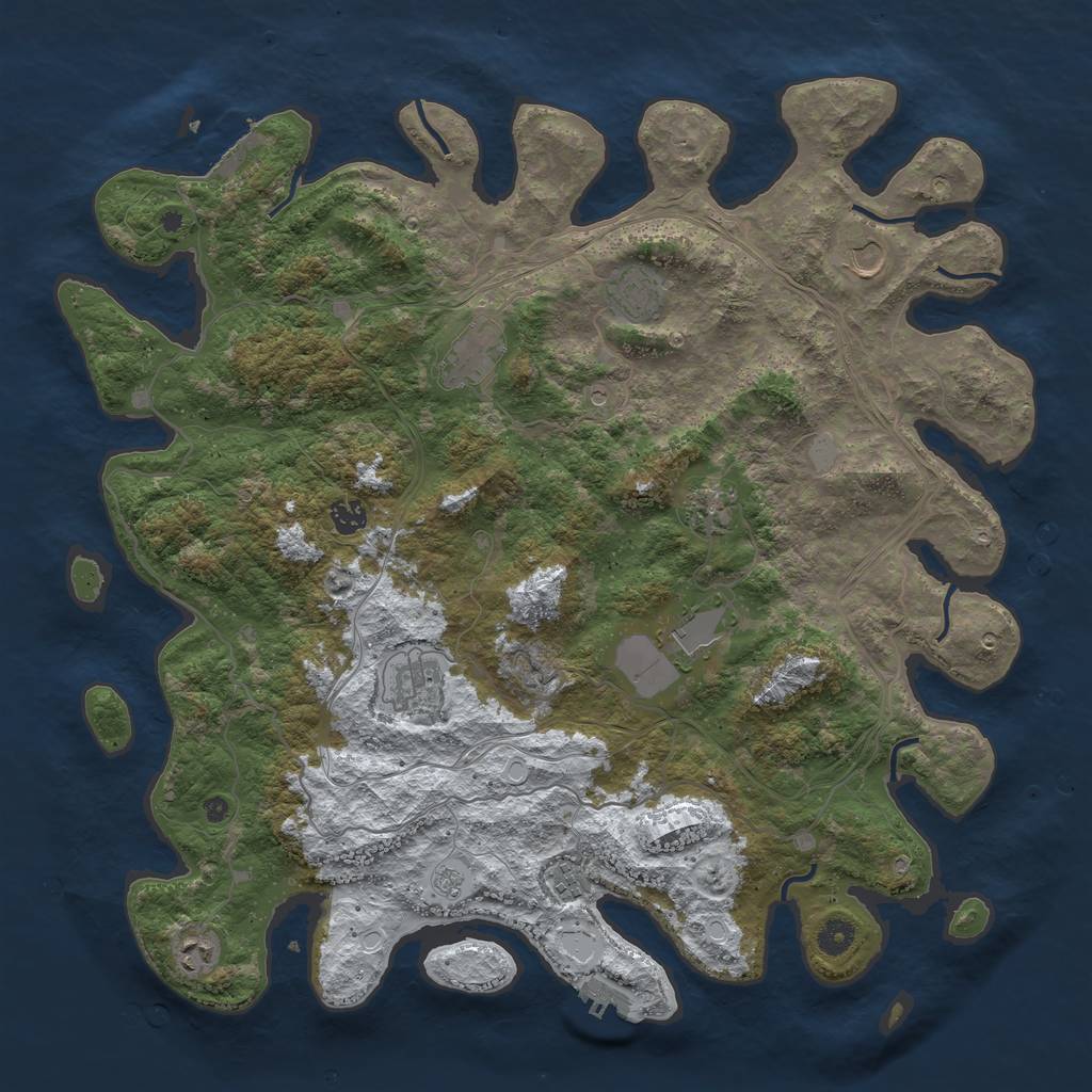 Rust Map: Procedural Map, Size: 4500, Seed: 167763522, 18 Monuments
