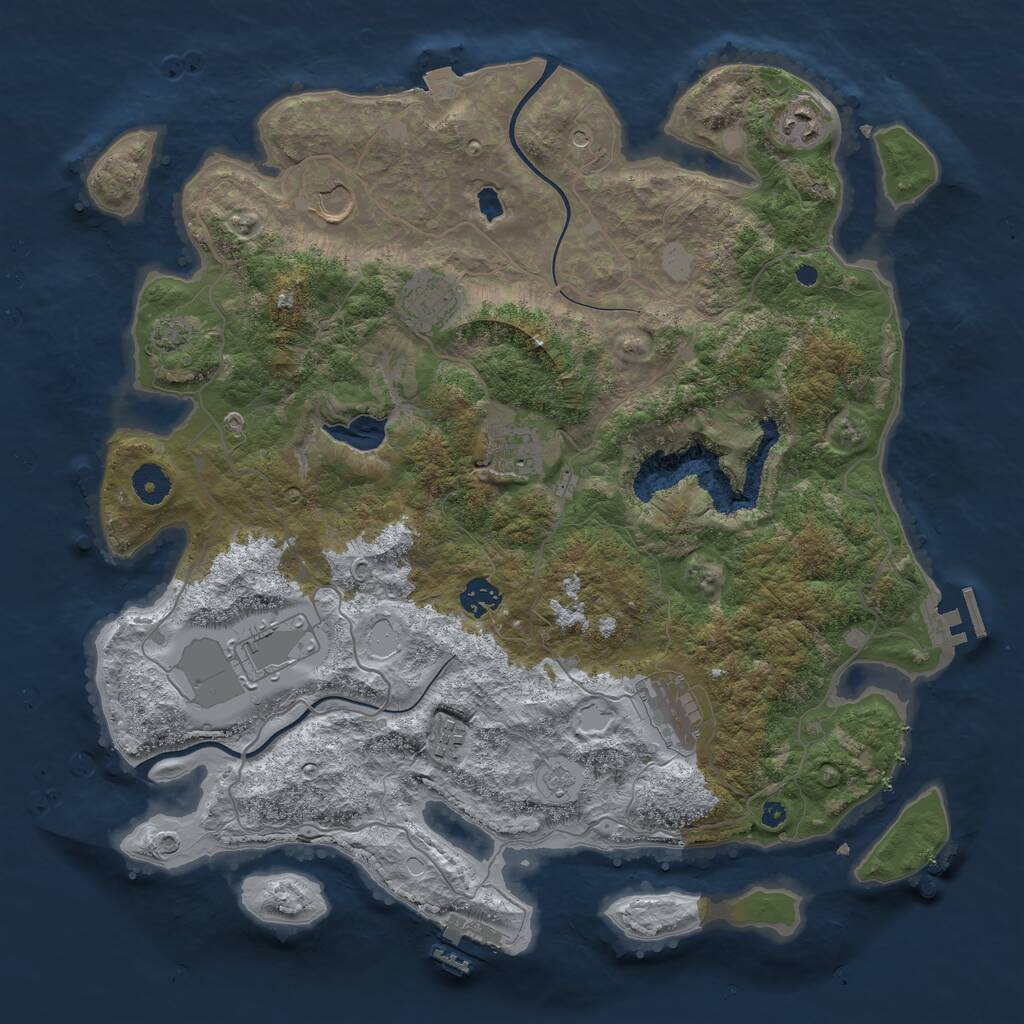Rust Map: Procedural Map, Size: 4000, Seed: 151212025, 14 Monuments