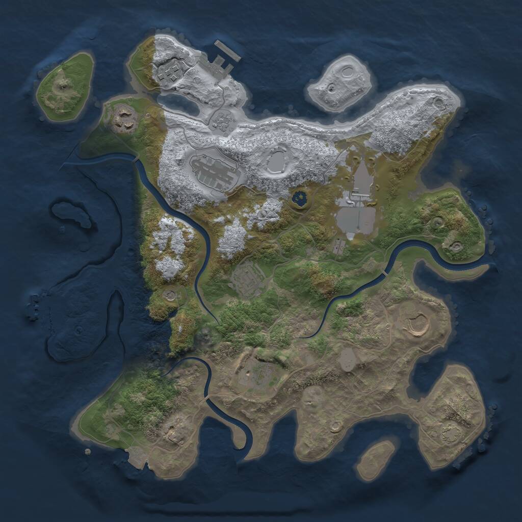 Rust Map: Procedural Map, Size: 3500, Seed: 1734086008, 13 Monuments