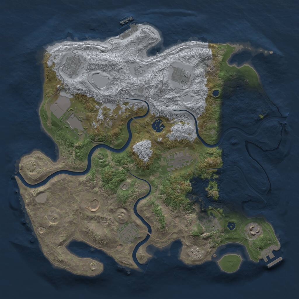 Rust Map: Procedural Map, Size: 3650, Seed: 7171, 17 Monuments