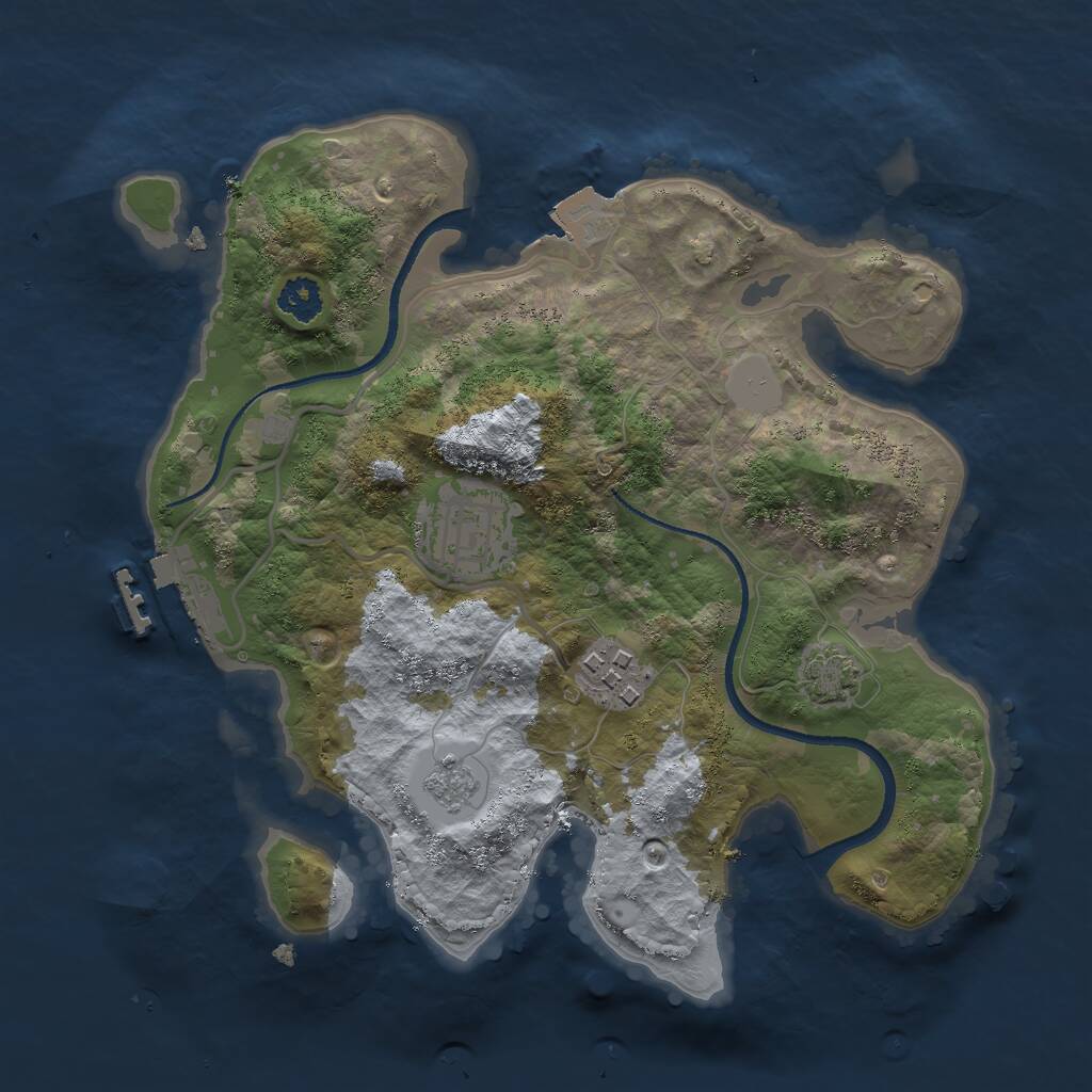 Rust Map: Procedural Map, Size: 2500, Seed: 2082013159, 6 Monuments