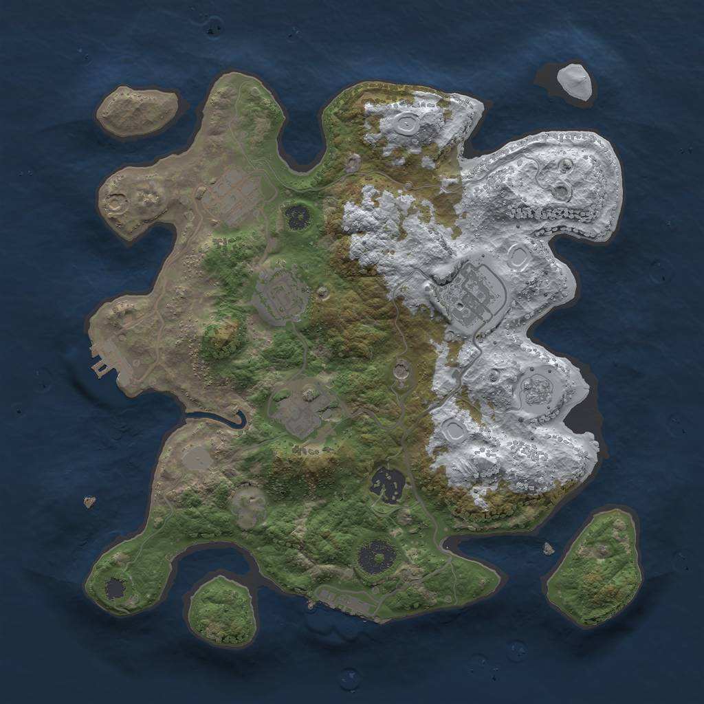Rust Map: Procedural Map, Size: 3000, Seed: 19198606, 14 Monuments