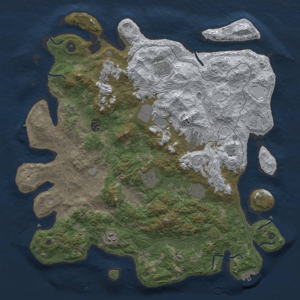 Rust Map: Procedural Map, Size: 4500, Seed: 1378365, 18 Monuments