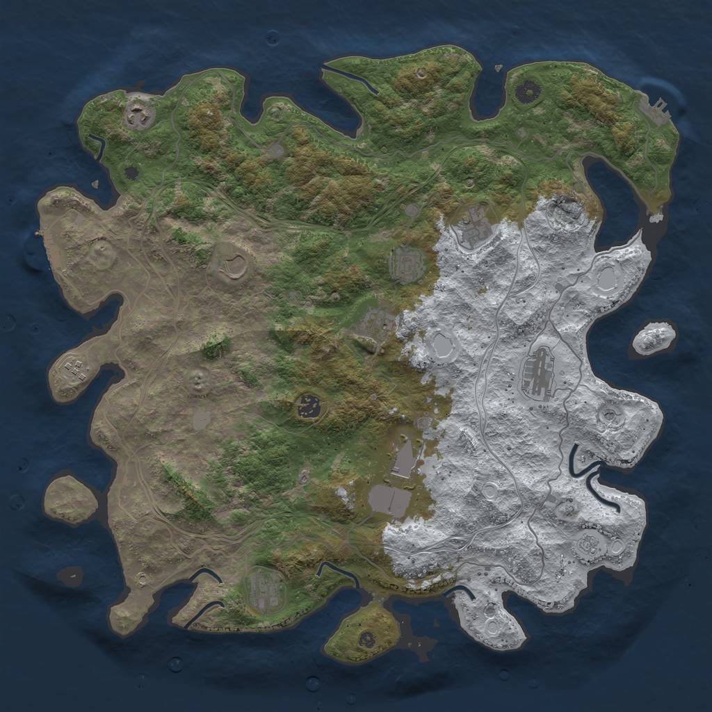 Rust Map: Procedural Map, Size: 4500, Seed: 1540343395, 19 Monuments
