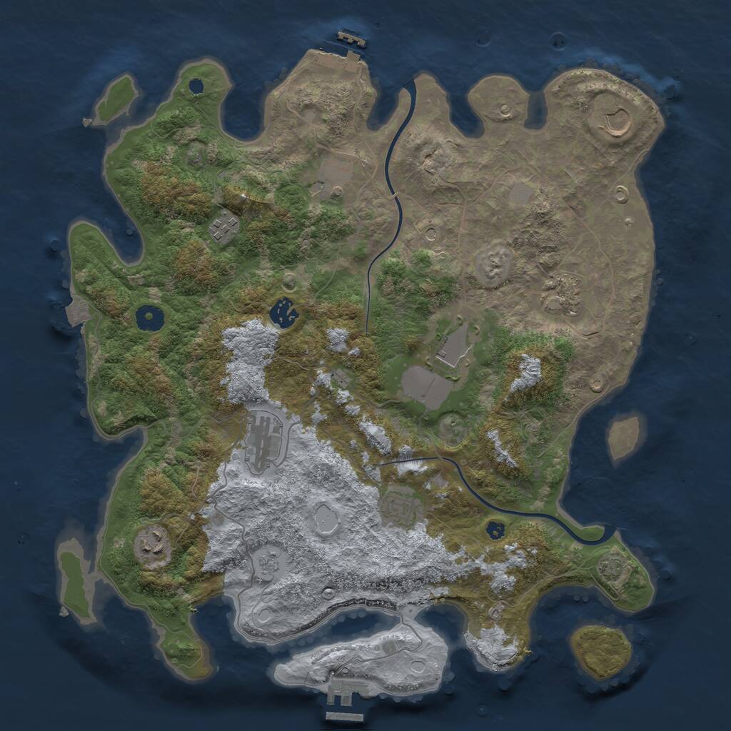 Rust Map: Procedural Map, Size: 3950, Seed: 116285446, 15 Monuments