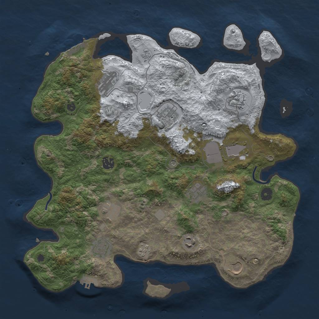 Rust Map: Procedural Map, Size: 3850, Seed: 245124867, 20 Monuments