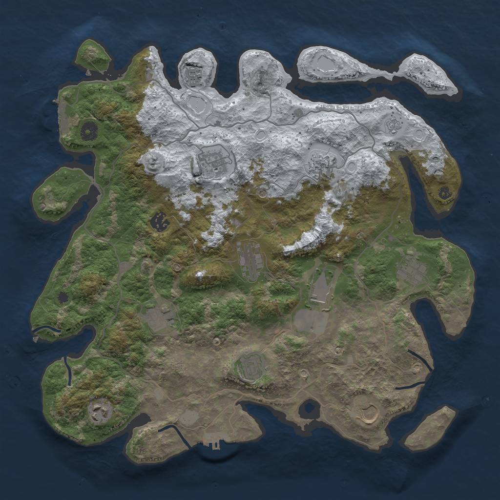 Rust Map: Procedural Map, Size: 4000, Seed: 11111, 20 Monuments