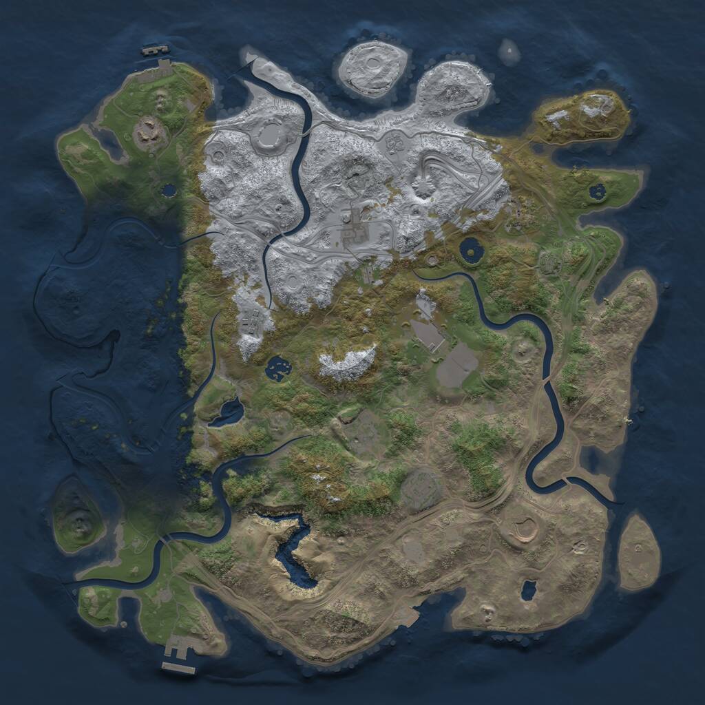 Rust Map: Procedural Map, Size: 4300, Seed: 1390781074, 15 Monuments