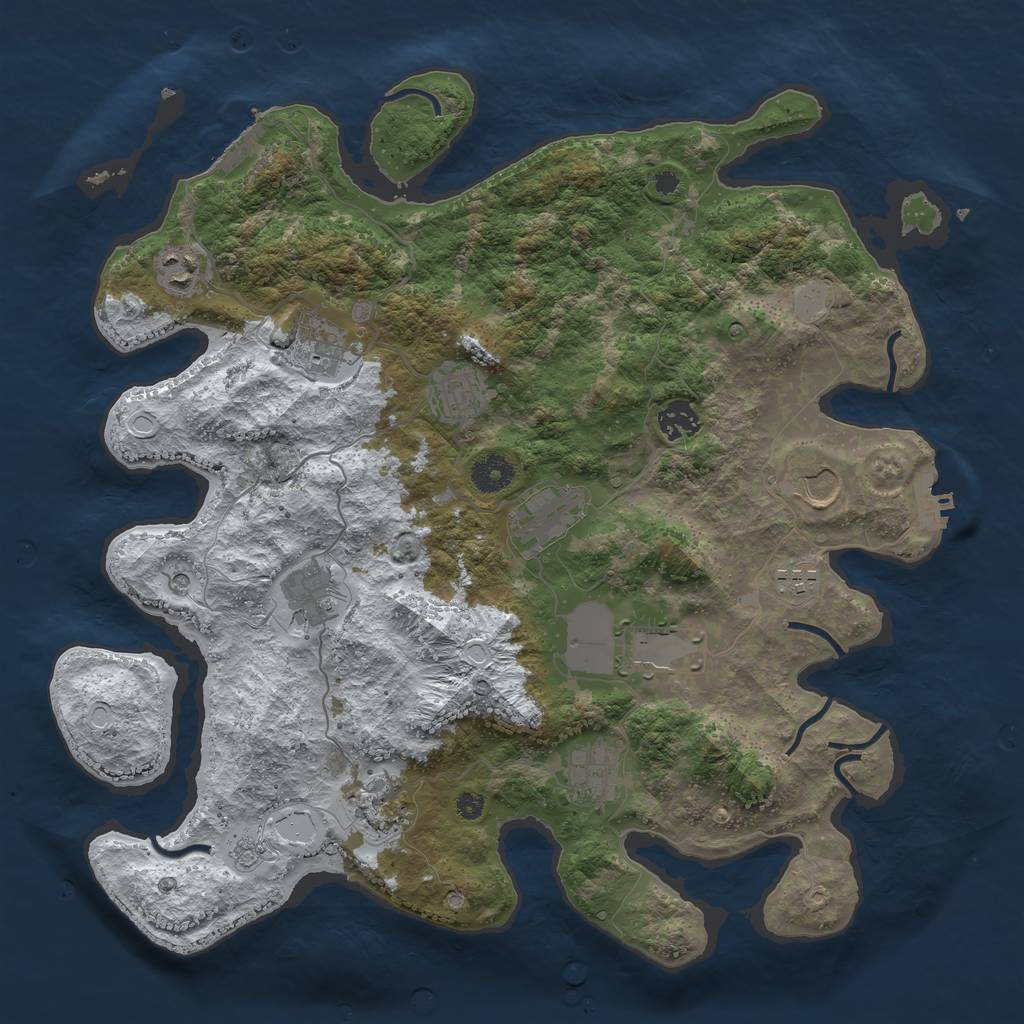 Rust Map: Procedural Map, Size: 3850, Seed: 807768802, 20 Monuments