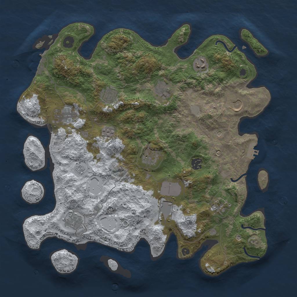 Rust Map: Procedural Map, Size: 3850, Seed: 1607123896, 20 Monuments