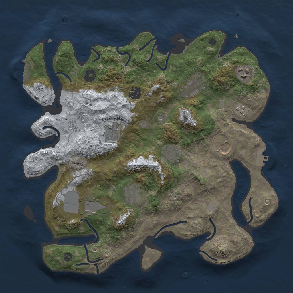 Rust Map: Procedural Map, Size: 3500, Seed: 325691, 18 Monuments