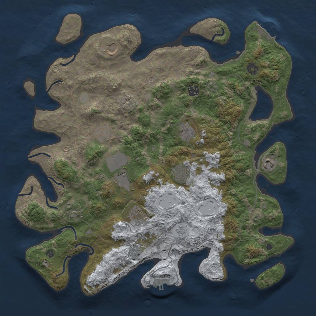 Rust Map: Procedural Map, Size: 4000, Seed: 533048, 19 Monuments