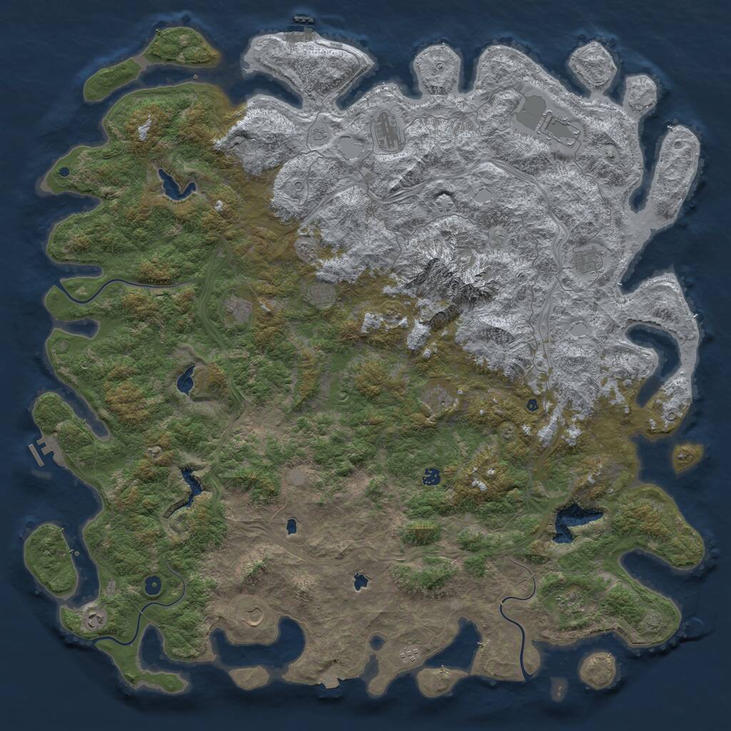 Rust Map: Procedural Map, Size: 6000, Seed: 402698, 17 Monuments