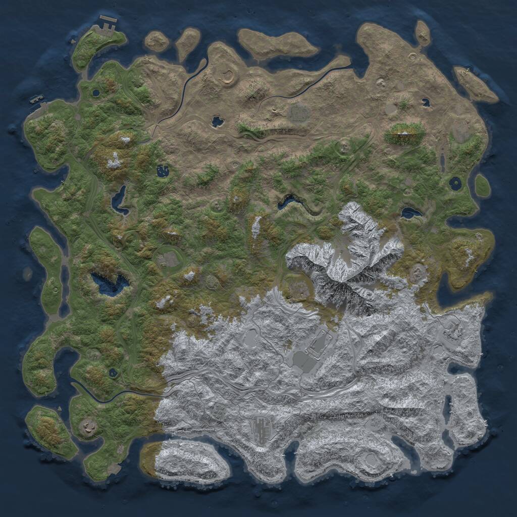 Rust Map: Procedural Map, Size: 6000, Seed: 833705, 17 Monuments