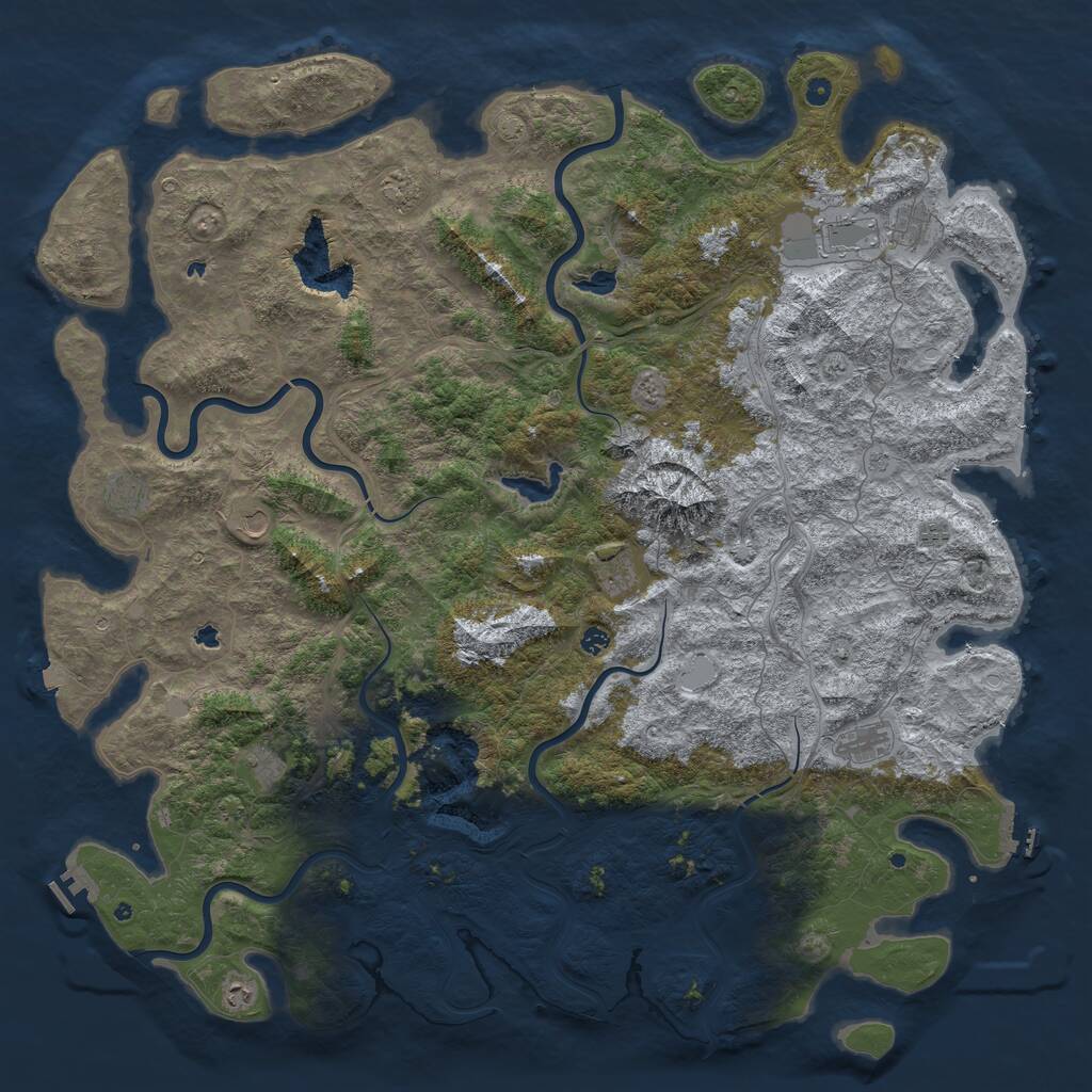 Rust Map: Procedural Map, Size: 6000, Seed: 265943, 17 Monuments