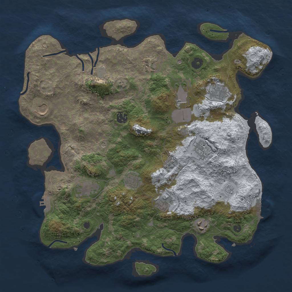 Rust Map: Procedural Map, Size: 3850, Seed: 402765303, 20 Monuments