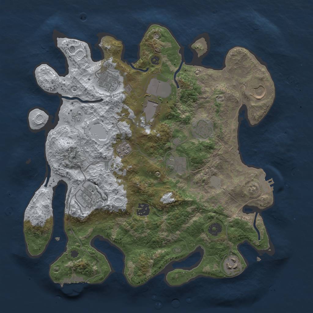 Rust Map: Procedural Map, Size: 3500, Seed: 142224325, 17 Monuments
