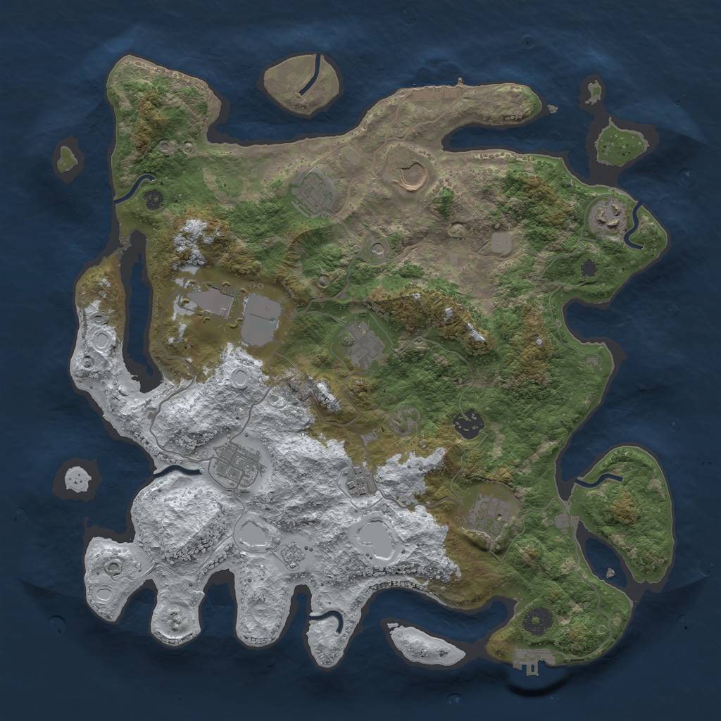 Rust Map: Procedural Map, Size: 3750, Seed: 1773045119, 18 Monuments