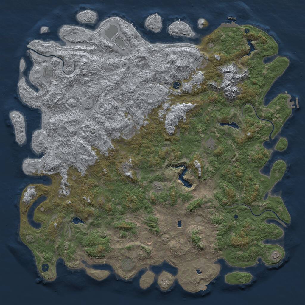 Rust Map: Procedural Map, Size: 6000, Seed: 471697, 17 Monuments