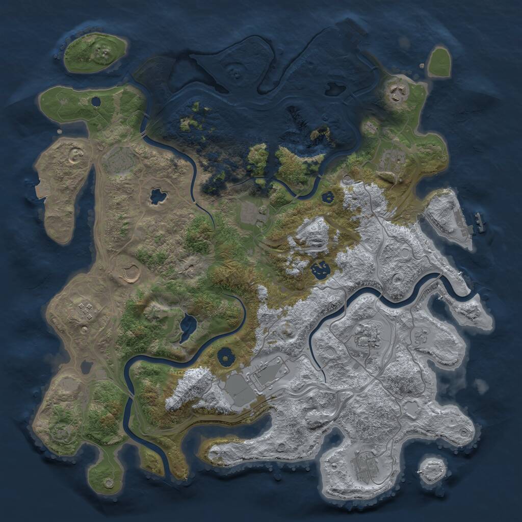 Rust Map: Procedural Map, Size: 4300, Seed: 1049666604, 16 Monuments