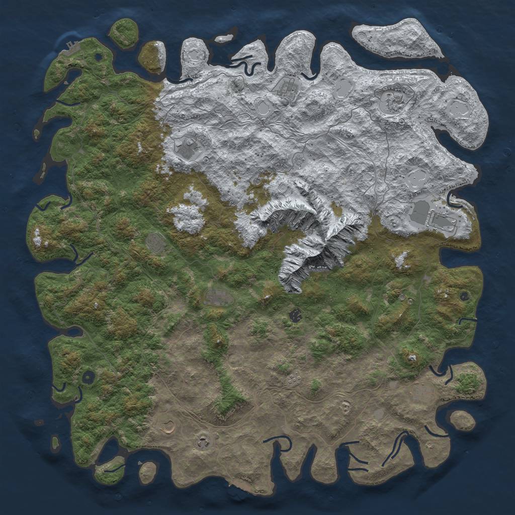 Rust Map: Procedural Map, Size: 6000, Seed: 740800, 20 Monuments