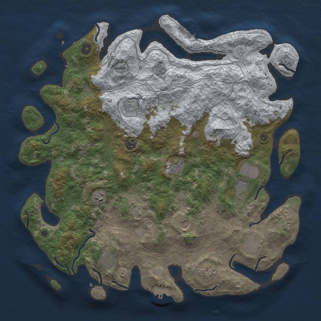 Rust Map: Procedural Map, Size: 4500, Seed: 954045, 19 Monuments