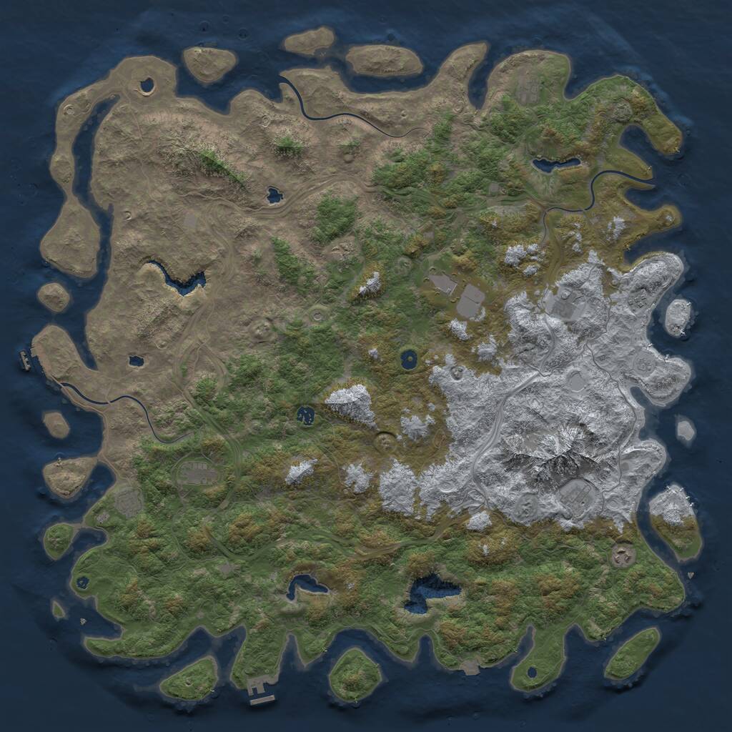 Rust Map: Procedural Map, Size: 6000, Seed: 182273, 17 Monuments