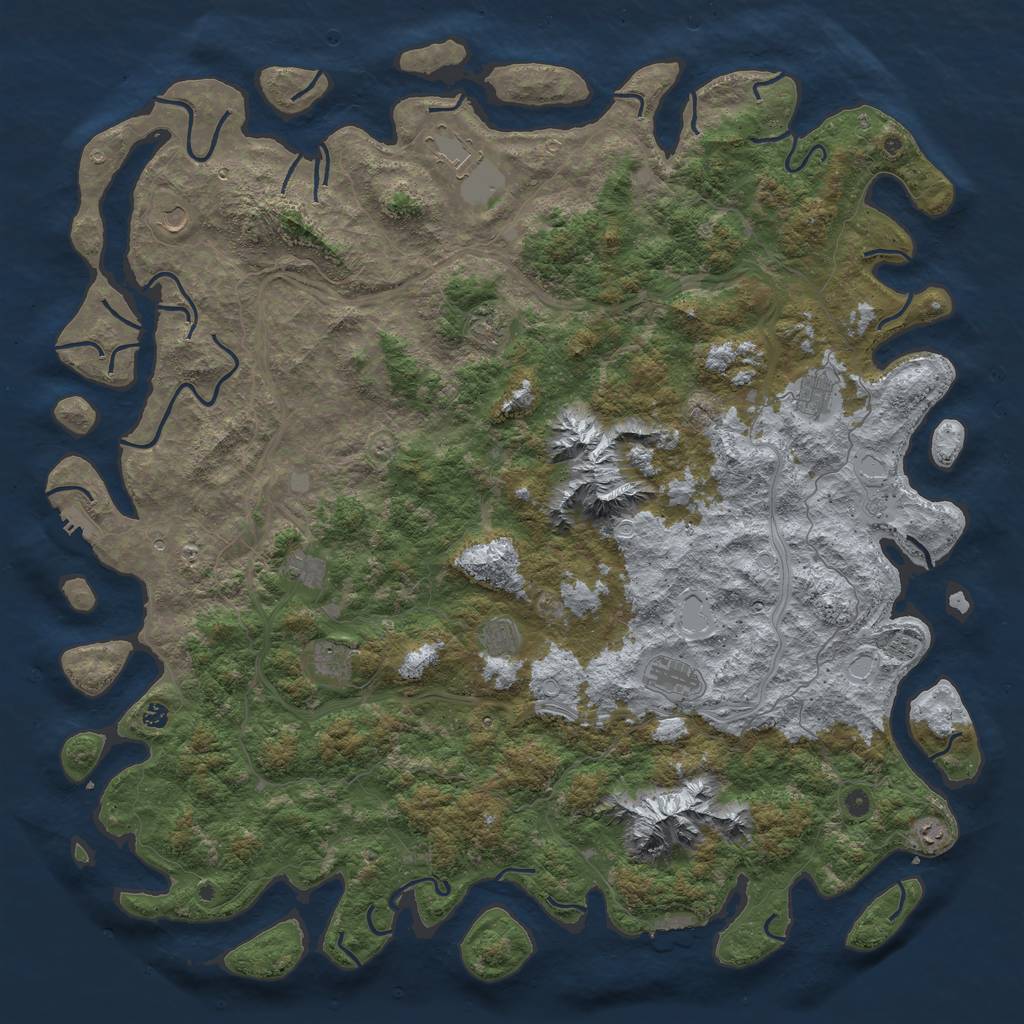 Rust Map: Procedural Map, Size: 6000, Seed: 182273, 20 Monuments