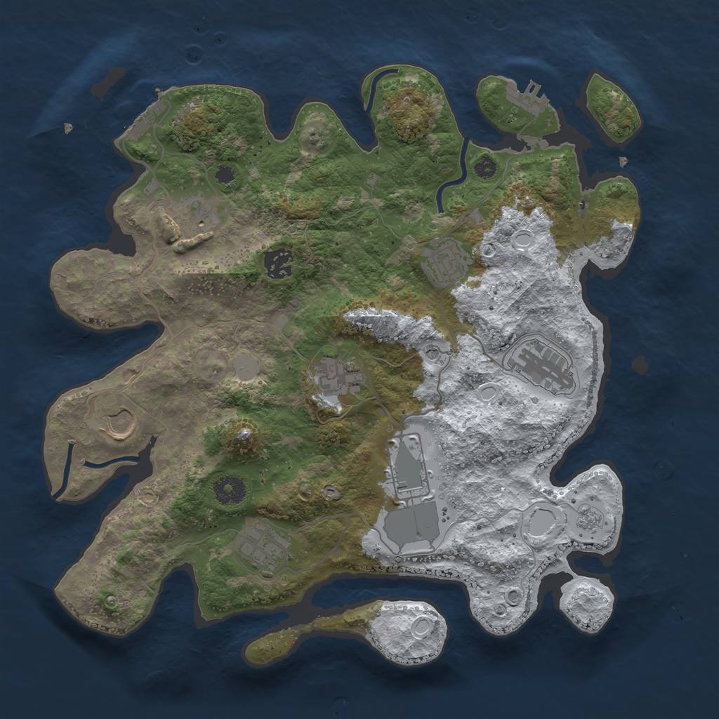 Rust Map: Procedural Map, Size: 3500, Seed: 612130508, 17 Monuments