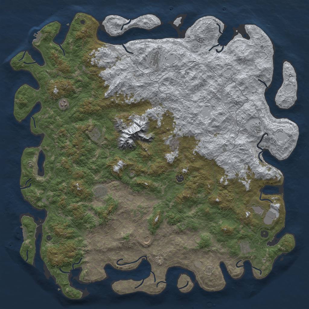 Rust Map: Procedural Map, Size: 6000, Seed: 408864, 20 Monuments
