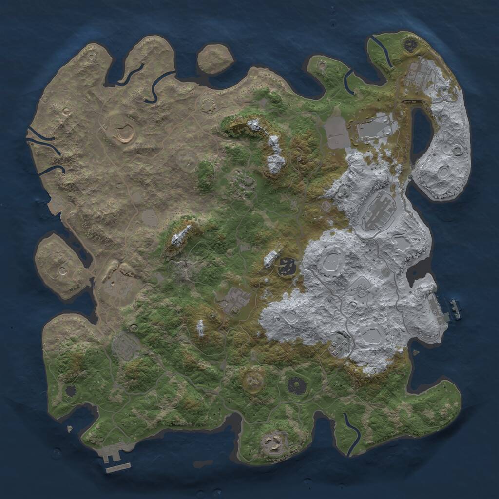Rust Map: Procedural Map, Size: 4000, Seed: 38618975, 17 Monuments