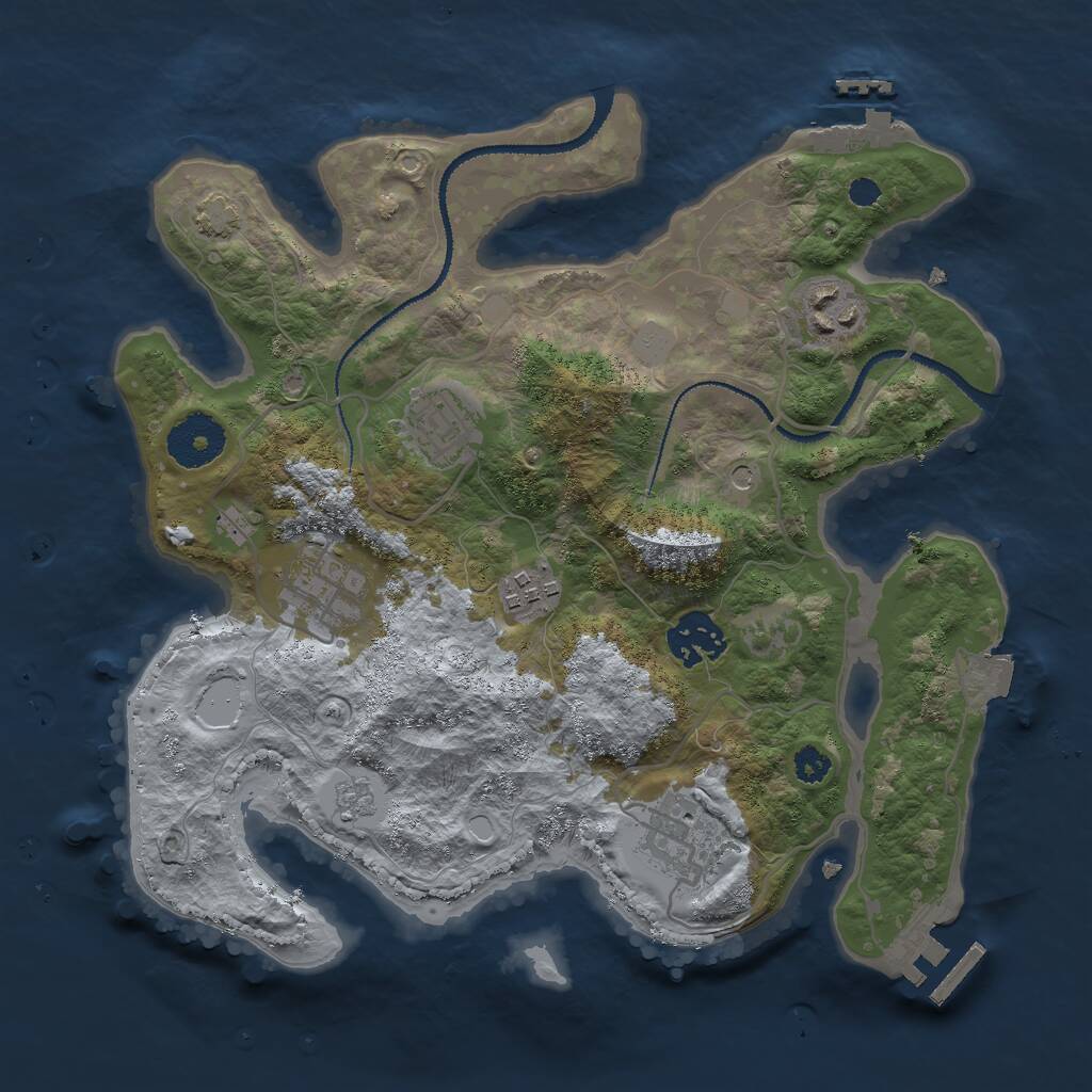 Rust Map: Procedural Map, Size: 3000, Seed: 766539038, 12 Monuments