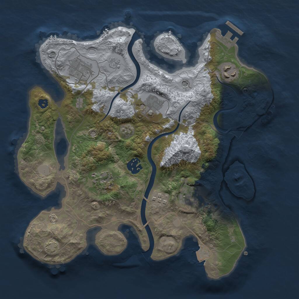 Rust Map: Procedural Map, Size: 3000, Seed: 2080482036, 12 Monuments
