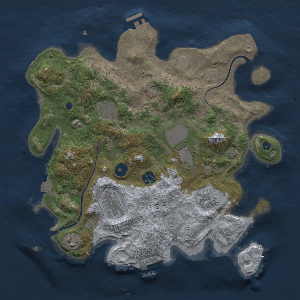 Rust Map: Procedural Map, Size: 3500, Seed: 3672, 12 Monuments