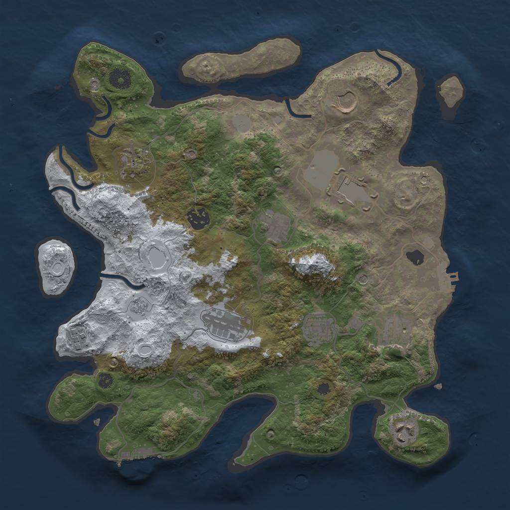 Rust Map: Procedural Map, Size: 3500, Seed: 756982, 19 Monuments