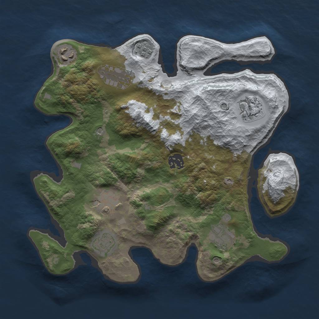 Rust Map: Barren, Size: 3000, Seed: 5242, 11 Monuments