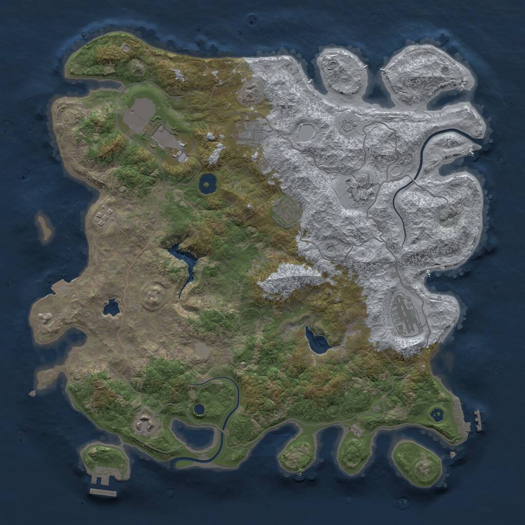 Rust Map: Procedural Map, Size: 4000, Seed: 243672722, 13 Monuments