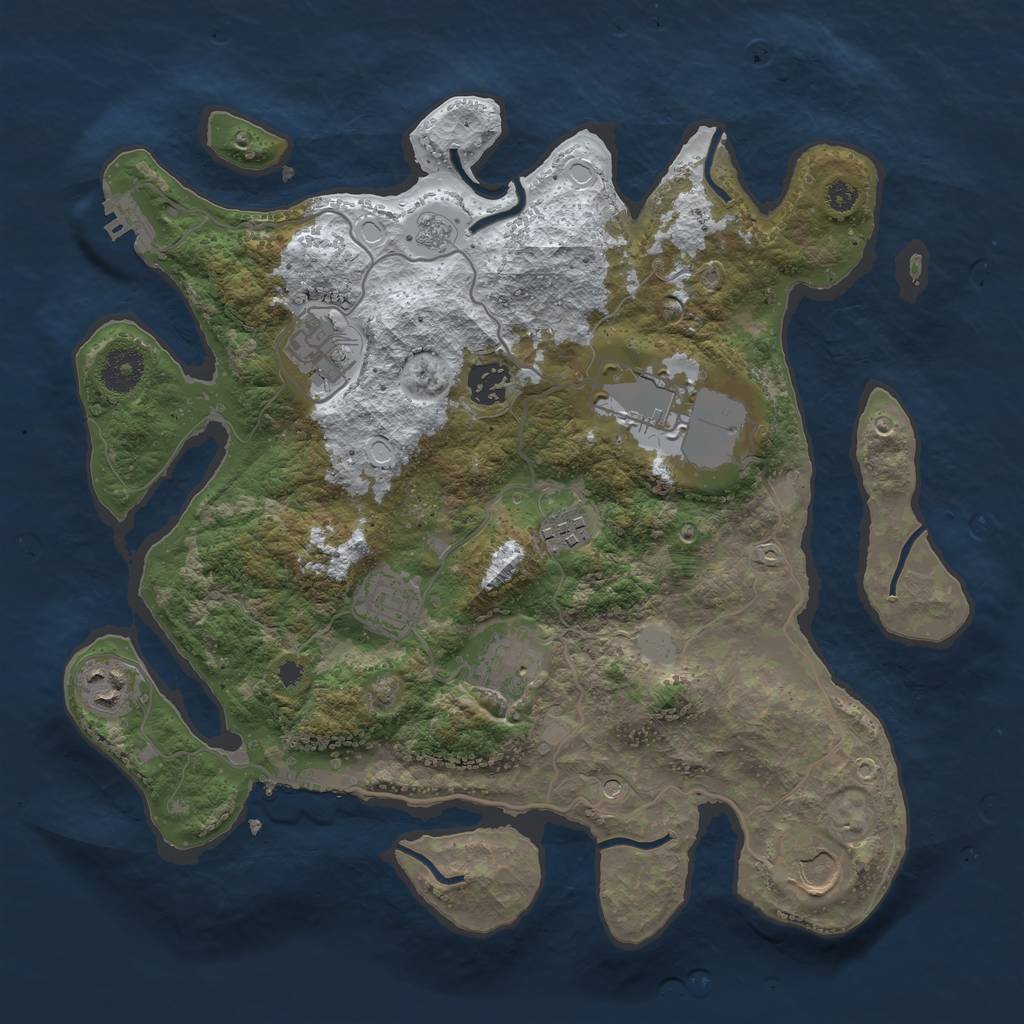 Rust Map: Procedural Map, Size: 3500, Seed: 1212427945, 17 Monuments