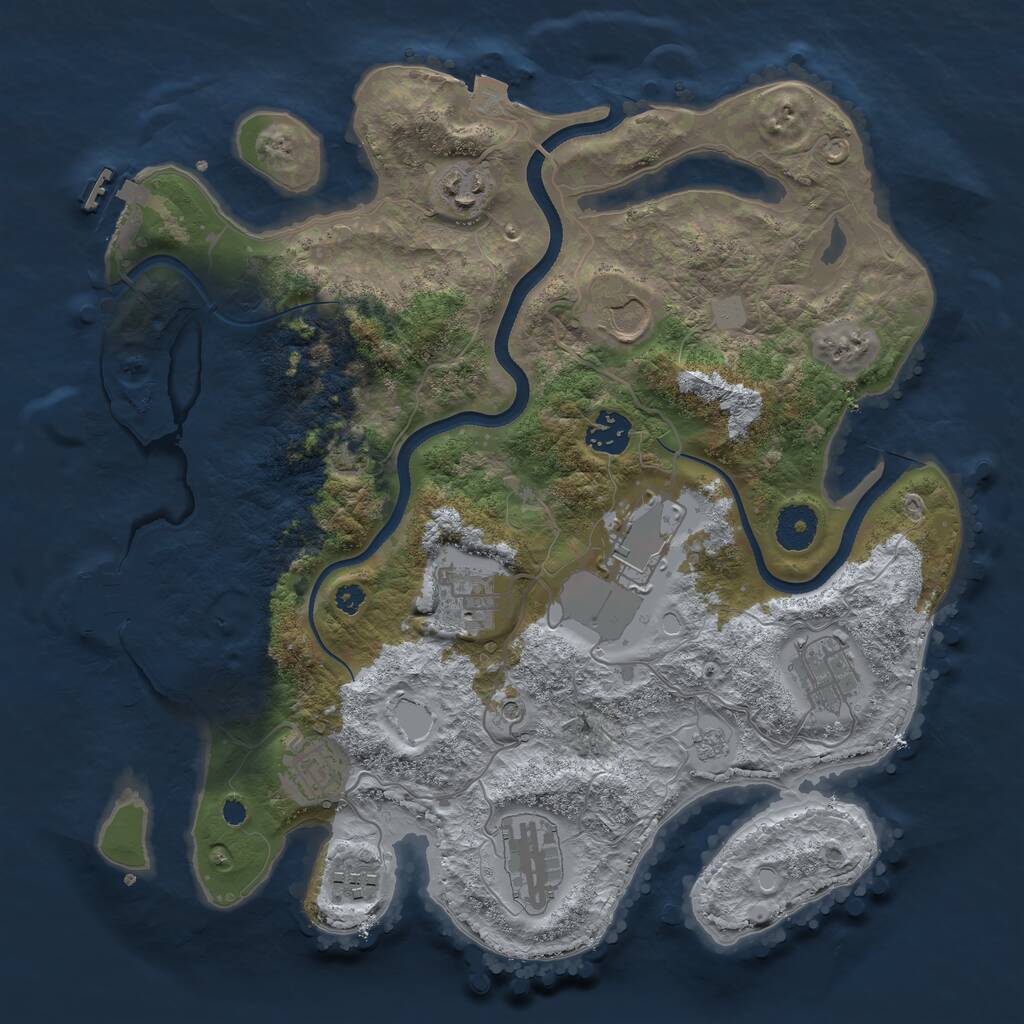 Rust Map: Procedural Map, Size: 3500, Seed: 1176485066, 15 Monuments